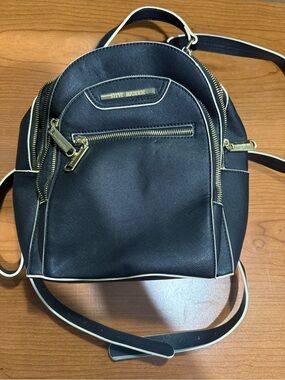 Steve Madden Black Mini Convertible Backpack with White Trim
